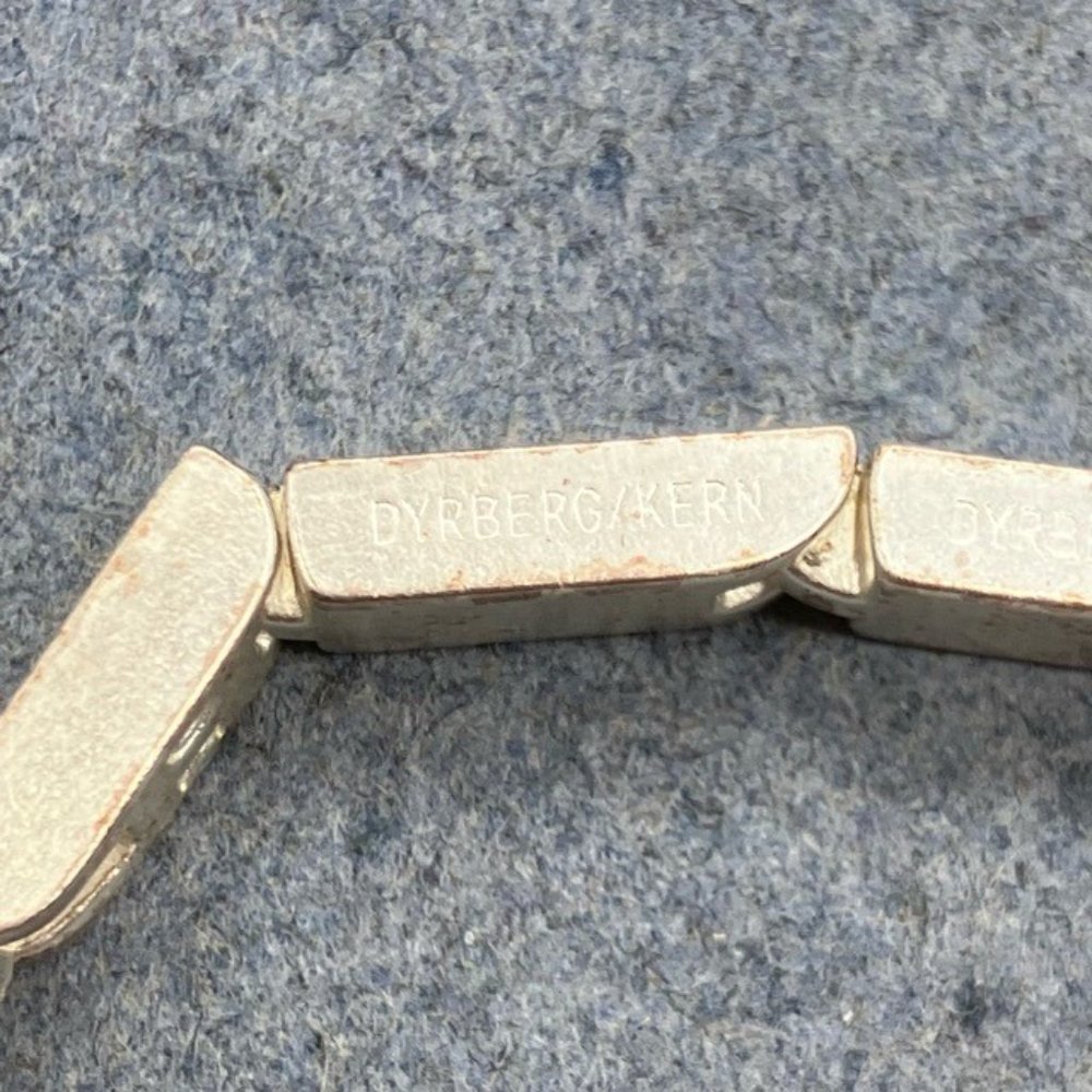 Dyrberg/Kern Bracelet As Is Silver Rectangle Blue Rhinestone Snap Closure Retro - Picture 6 of 9